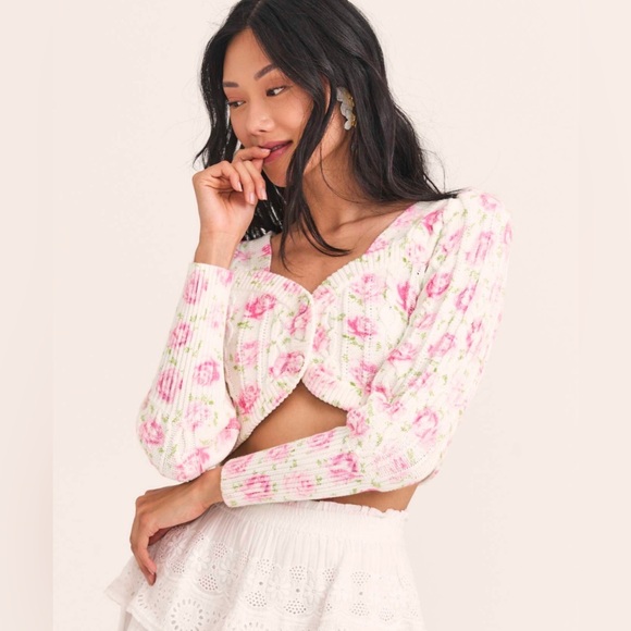 Love shack fancy floral crop cardigan - Picture 3 of 7